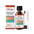 30ml bottle of nail care solution with tea tree oil and white willow bark alongside a nail file.