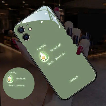 iPhone luminous phone case with voice-activated colour light and painted daisy designs on TPU protective shell