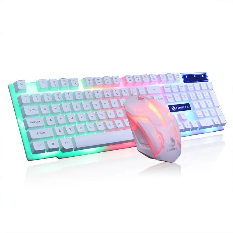 Limei Gtx300 white and black mechanical gaming keyboard and mouse set with backlit keys