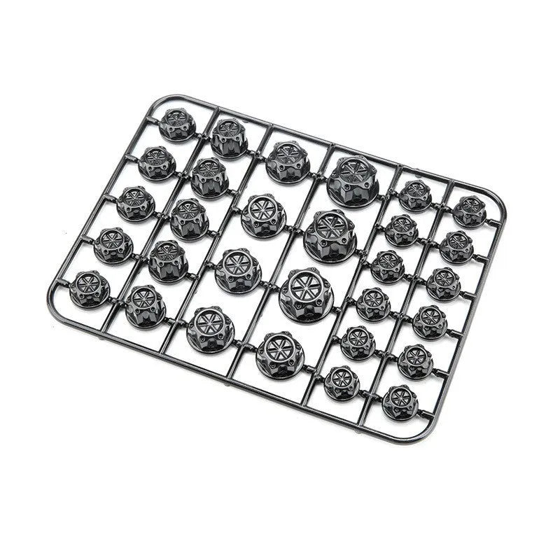 Set of 30 ABS plastic motorcycle screw caps in eight different colours including red, blue, gold and silver