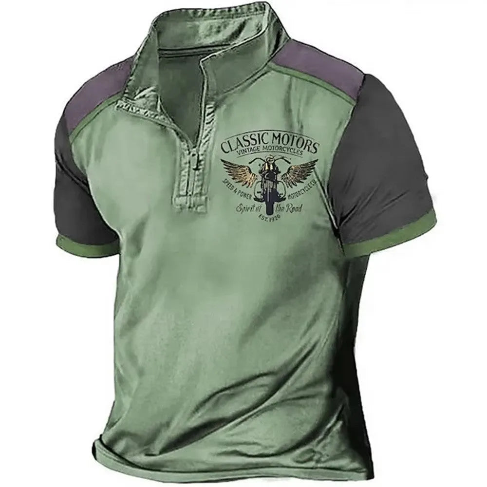 Golf polo shirt with 3D digital printing in bird eye cloth polyester fabric