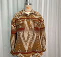 Women's retro Aztec print woolen jacket in loose fit with long sleeves