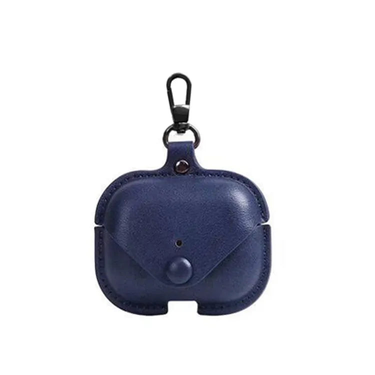 AirPods Pro protective leather case in hot-pressed PU material showing precise dimensions and multiple pattern options