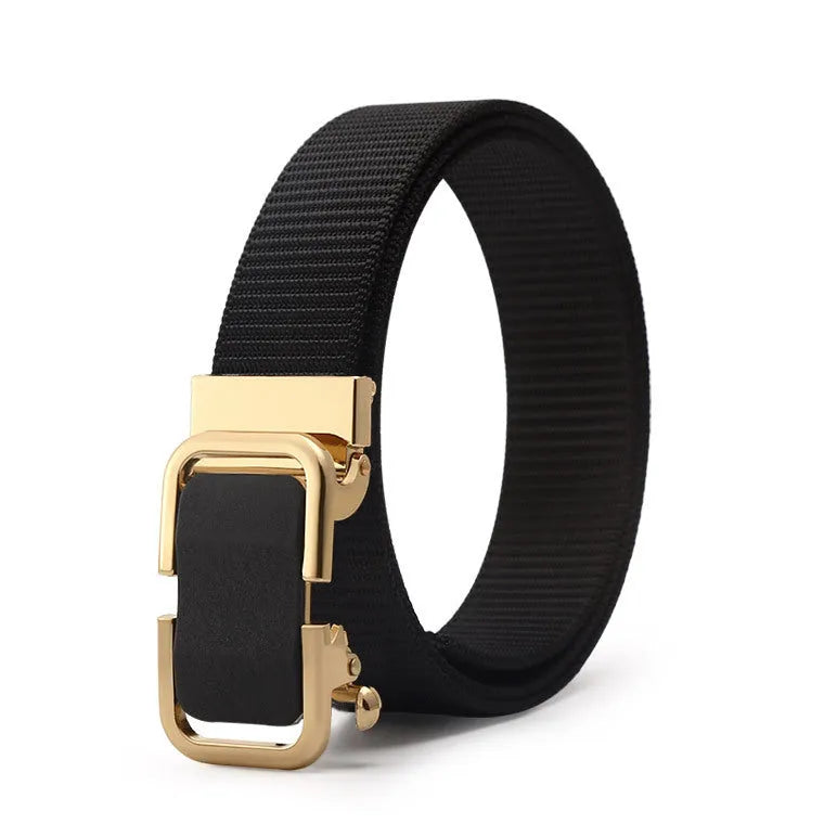 Men's nylon canvas slide belt with toothless adjustment buckle in multiple colour options