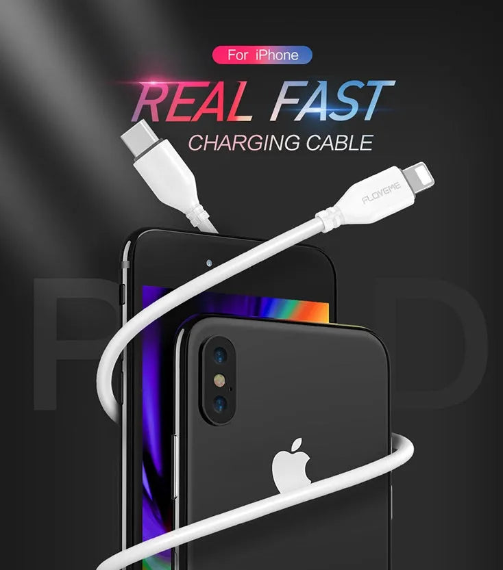 White braided USB-C to Lightning cable with reinforced connectors measuring 1 metre