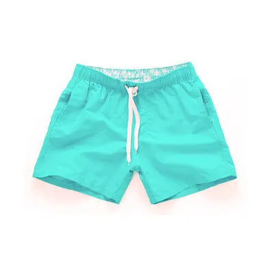 Men's summer beach shorts in multiple colours, polyester fabric with sanded finish, straight leg style