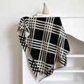 Mid-length cashmere-like scarf with tassels in brown colour showing 185cm length