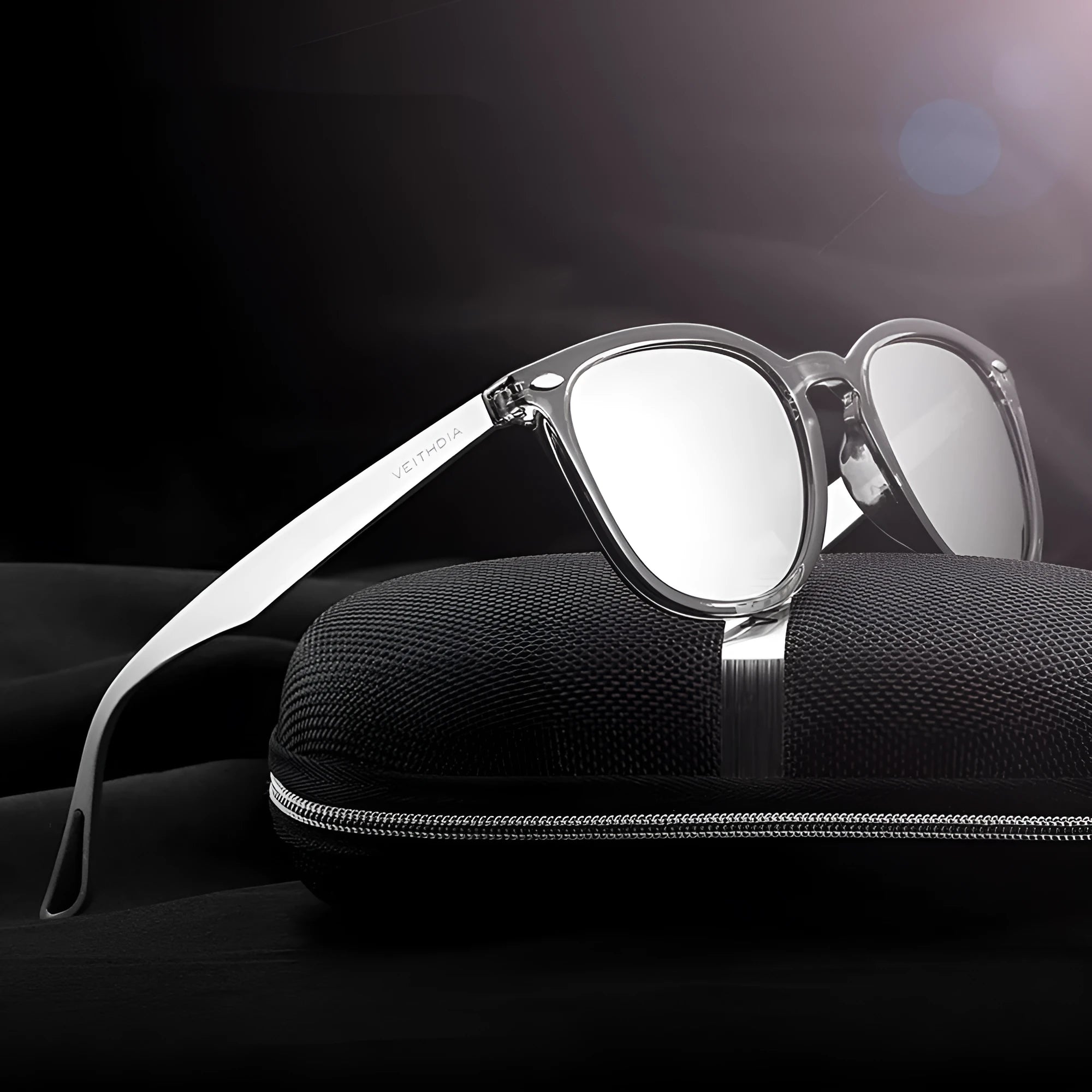 Men's and Women's Polarized UV-proof Sunglasses with plastic frame, point rivets, and multiple colour options for sun protection