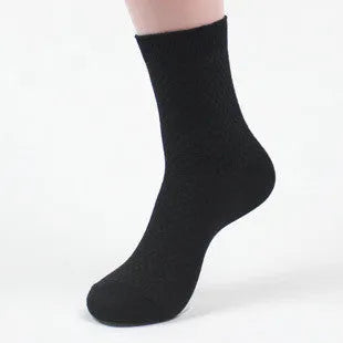 Men's bamboo fibre business socks in grey blue with a small square pattern.