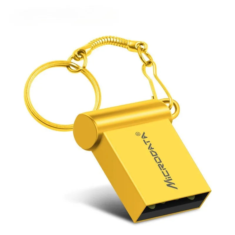 Small silver car-shaped metal USB flash drive on a chain necklace.