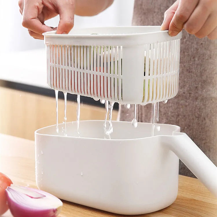 Multifunctional vegetable cutter in Nordic style with stainless steel blades, available in blue, grey, and khaki colours