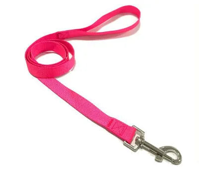 Solid colour polyester dog lead with hand-holding rope design shown in blue colour option