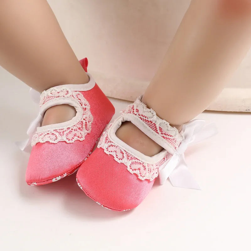 Princess baby toddler shoes with cotton upper, Velcro fastening, non-slip sole, available in pink, blue, black, red, rose red, and yellow
