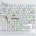 Full set of PBT sublimation keycaps with cat and puppy animal designs for mechanical keyboards