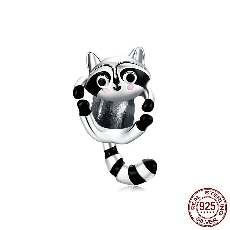 925 silver coati bead charm with black drip detail, 1.6g, BSC403 colour