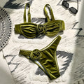 Women's green floral swimsuit with 3D flower pattern design for swimming and fitness activities