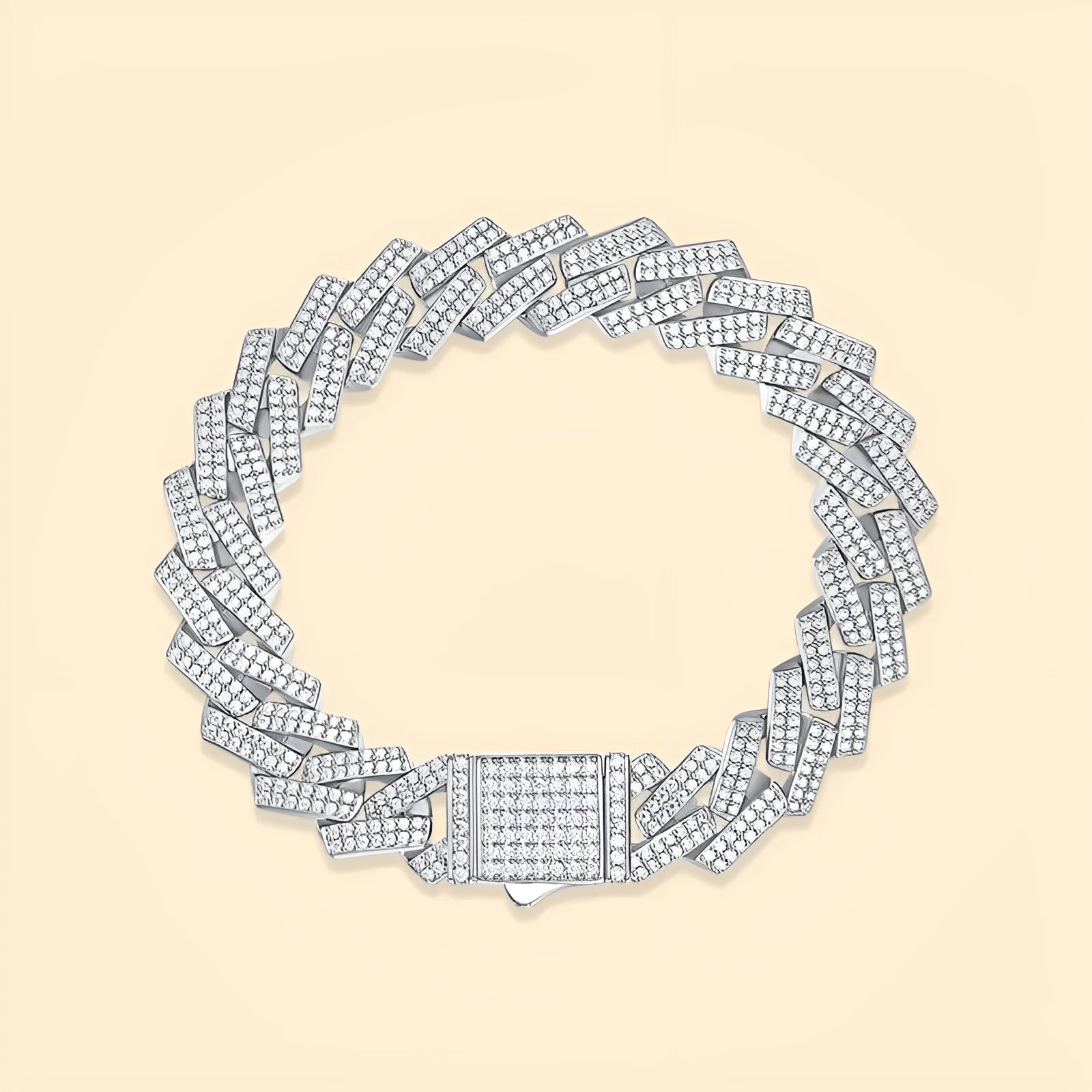 Moissanite S925 silver keel bracelet for men with 14mm round-cut stone and geometric chain