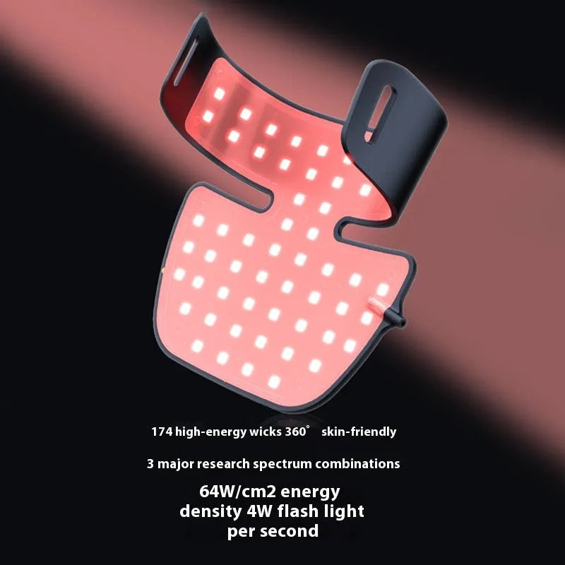 Black four-colour LED photon skincare mask for neck and face light therapy treatment.
