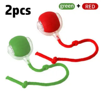 Silicone rolling cat toy ball available in red, green, and grey colours