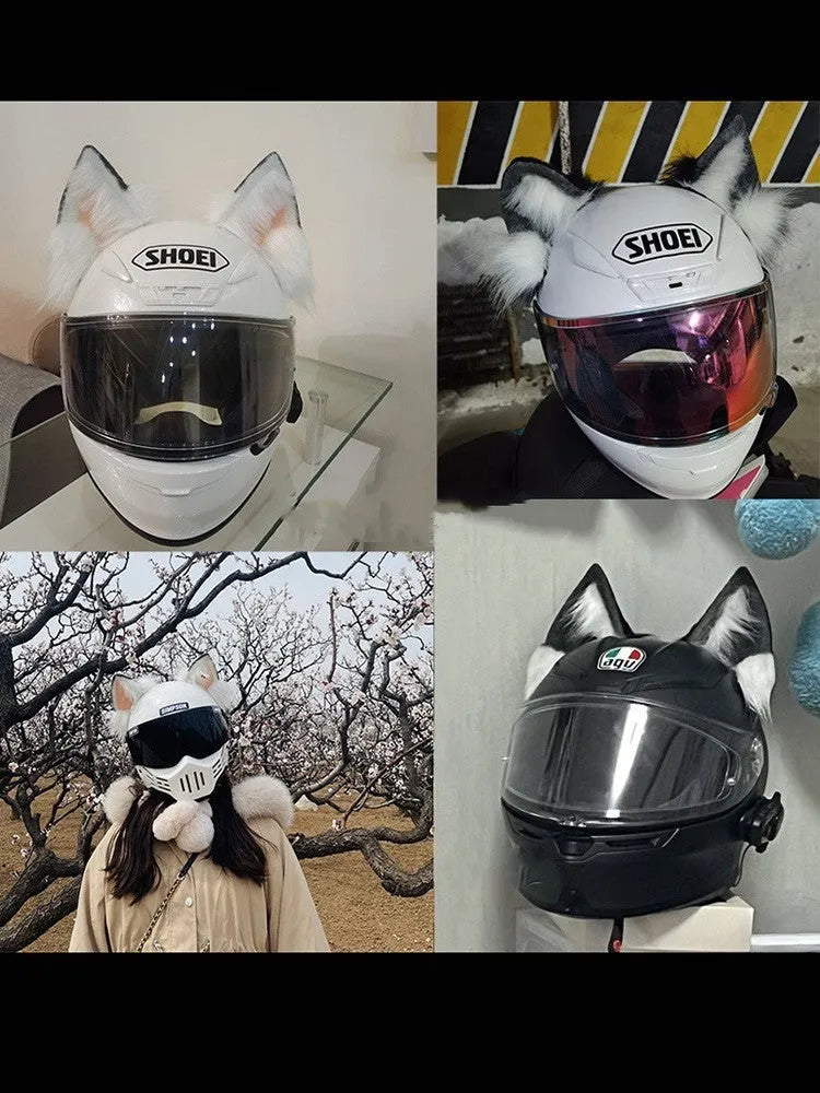 Set of ABS plastic animal ears and tail for motorcycle helmet customisation