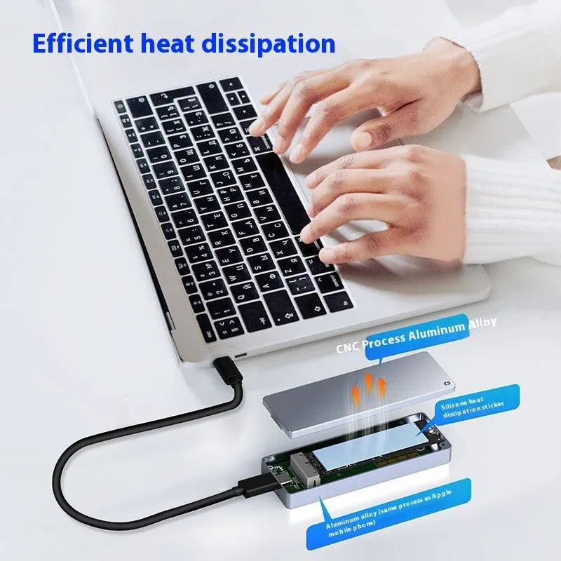External M.2 SSD enclosure cartridge with aluminium alloy construction and Type-C connector