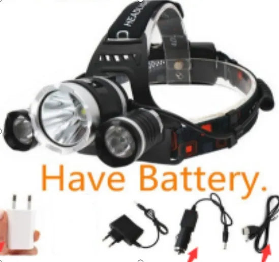 Aluminium alloy rechargeable LED headlamp with adjustable headband and long-range beam