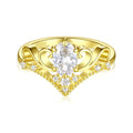 Yellow gold sterling silver crown ring for women geometric Seiko finish
