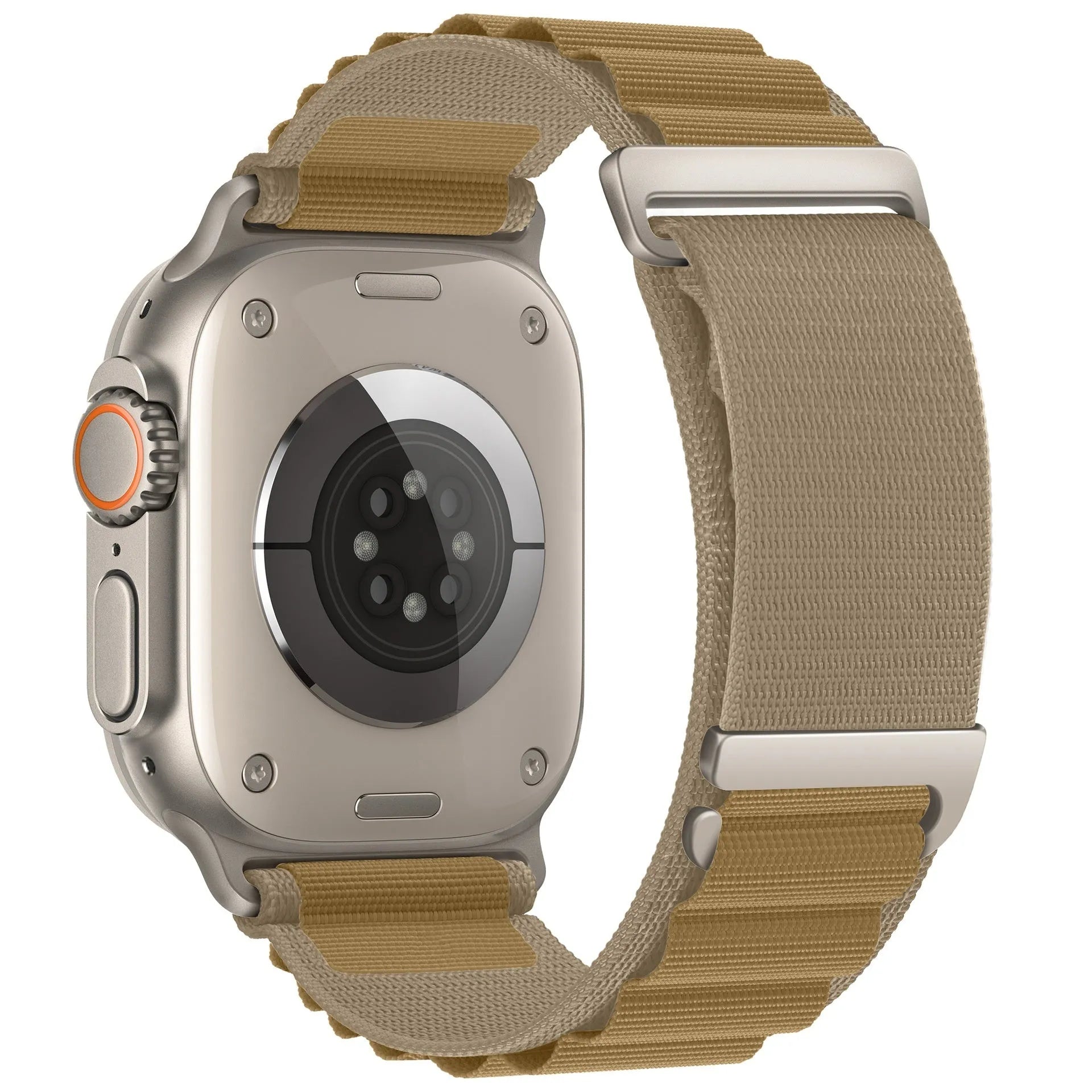 Nylon loop watch strap for Apple Watch with two-section high mountain weave in black colour, fits 38mm to 49mm sizes
