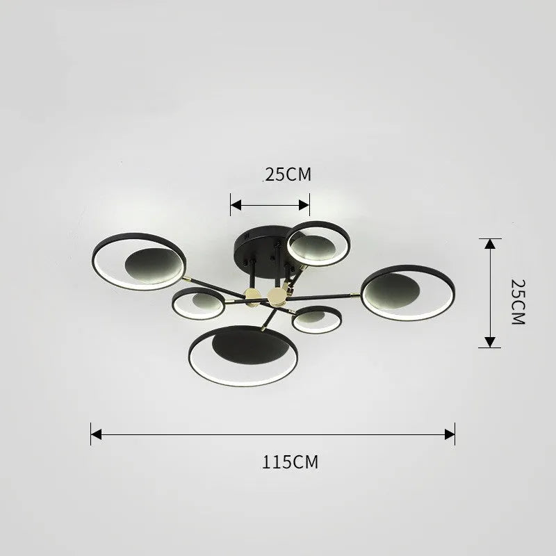 Modern molecular LED ceiling light with glass chandelier 720mm tricolor for living room