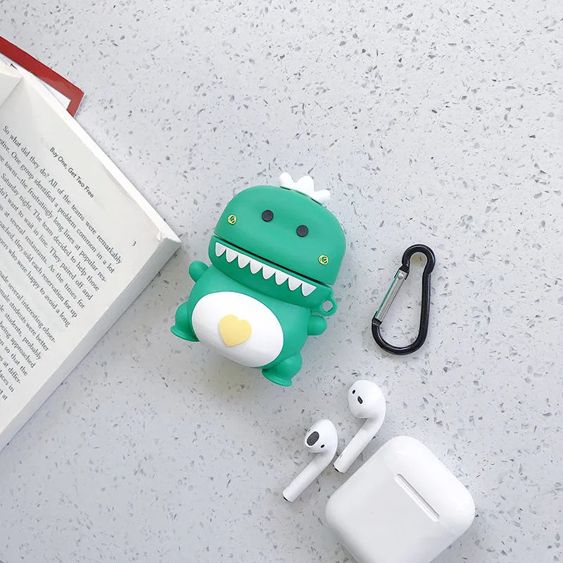 Cartoon animal design silicone case for Apple AirPods 1 and 2 in multiple colours