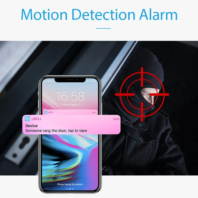 White wall-mounted network camera with 1080p resolution for mobile phone remote viewing