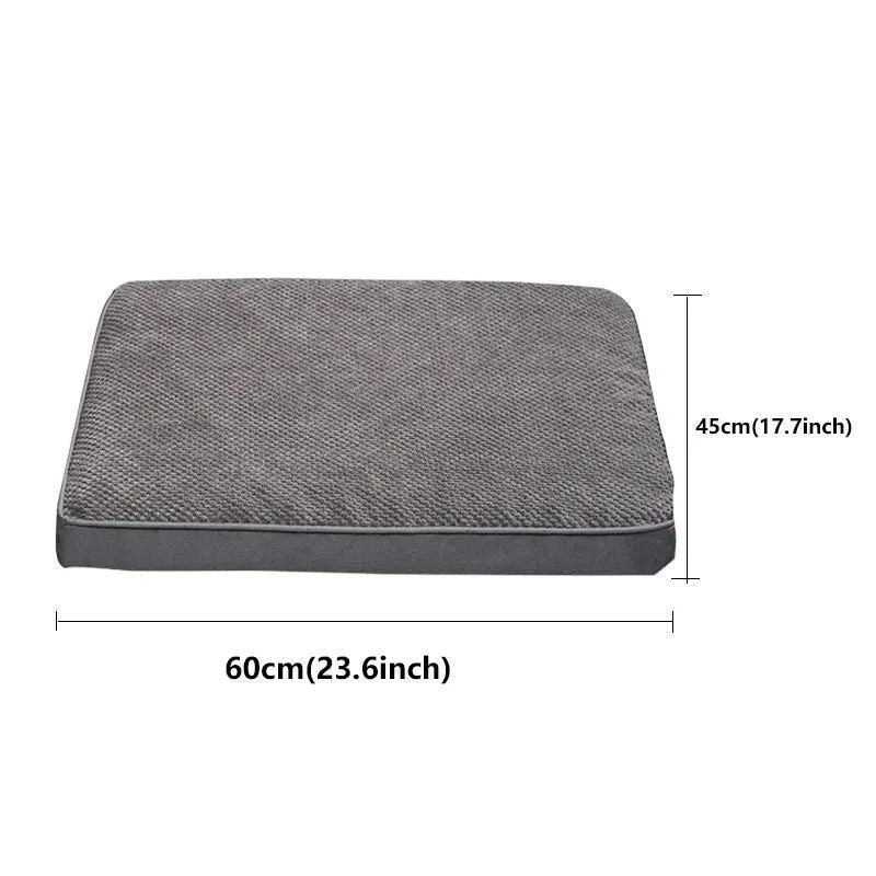Pet memory foam mat for small medium large dogs in grey colour with removable washable cover on floor