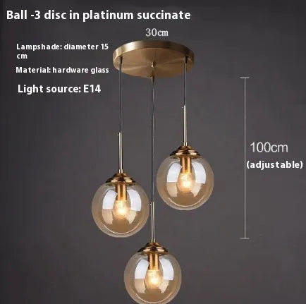 Nordic style round glass ball chandelier in contemporary home setting