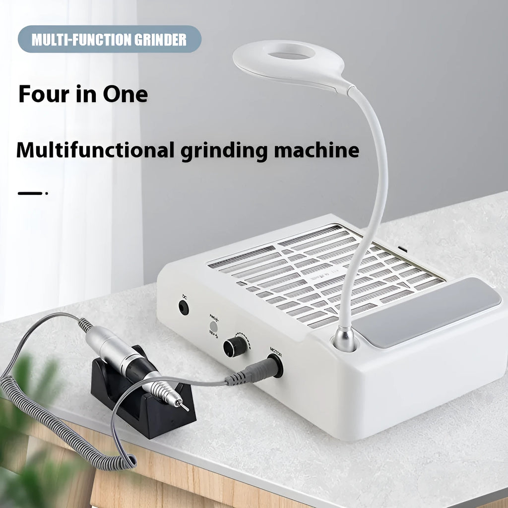 White four-in-one nail polishing machine with vacuum dust extraction system and UK plug