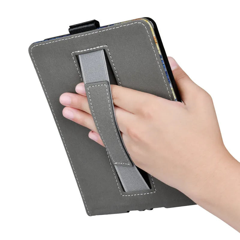 Painted leather-look TPU protective case for a 6-inch ereader, shown in a bracket-compatible business style.
