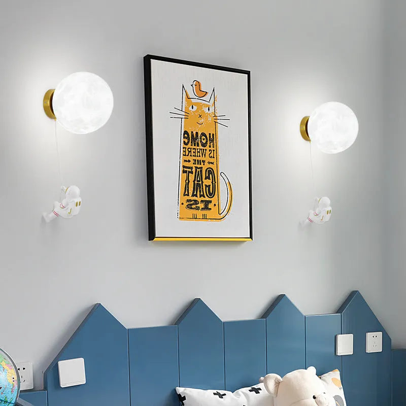 Children's room moon wall lamp modern minimalist Nordic 15cm diameter LED light fixture
