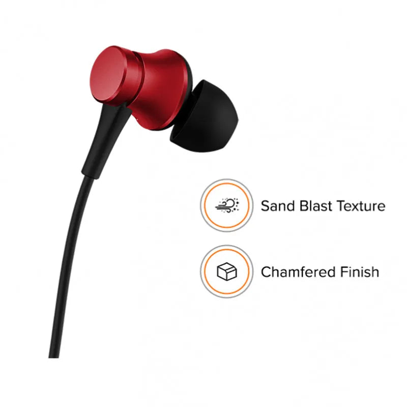 Piston wired in-ear headphones with 3.5mm plug in black, blue and red colour options.