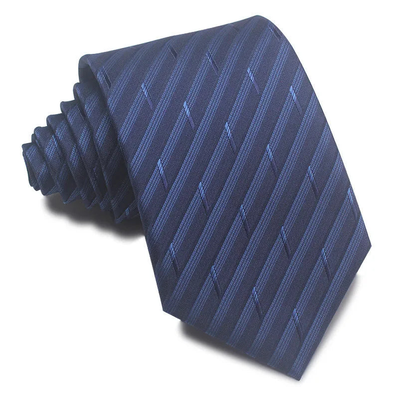8cm wide red and black striped jacquard tie with an arrow point tip for men's formal wear