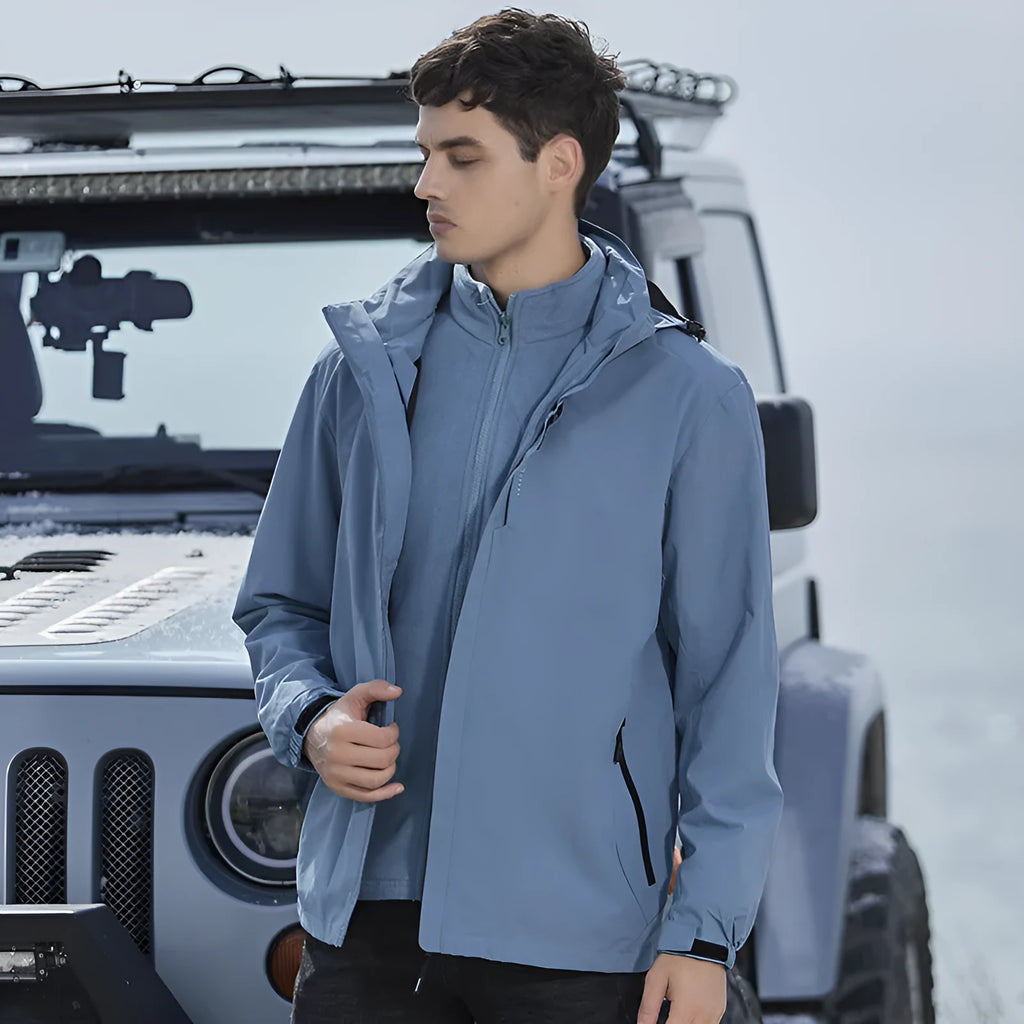 Men's fluorescent coloured removable two-piece waterproof mountaineering suit for outdoor sports