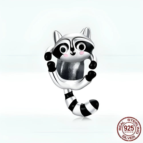 925 silver coati bead charm with black drip detail, 1.6g, BSC403 colour