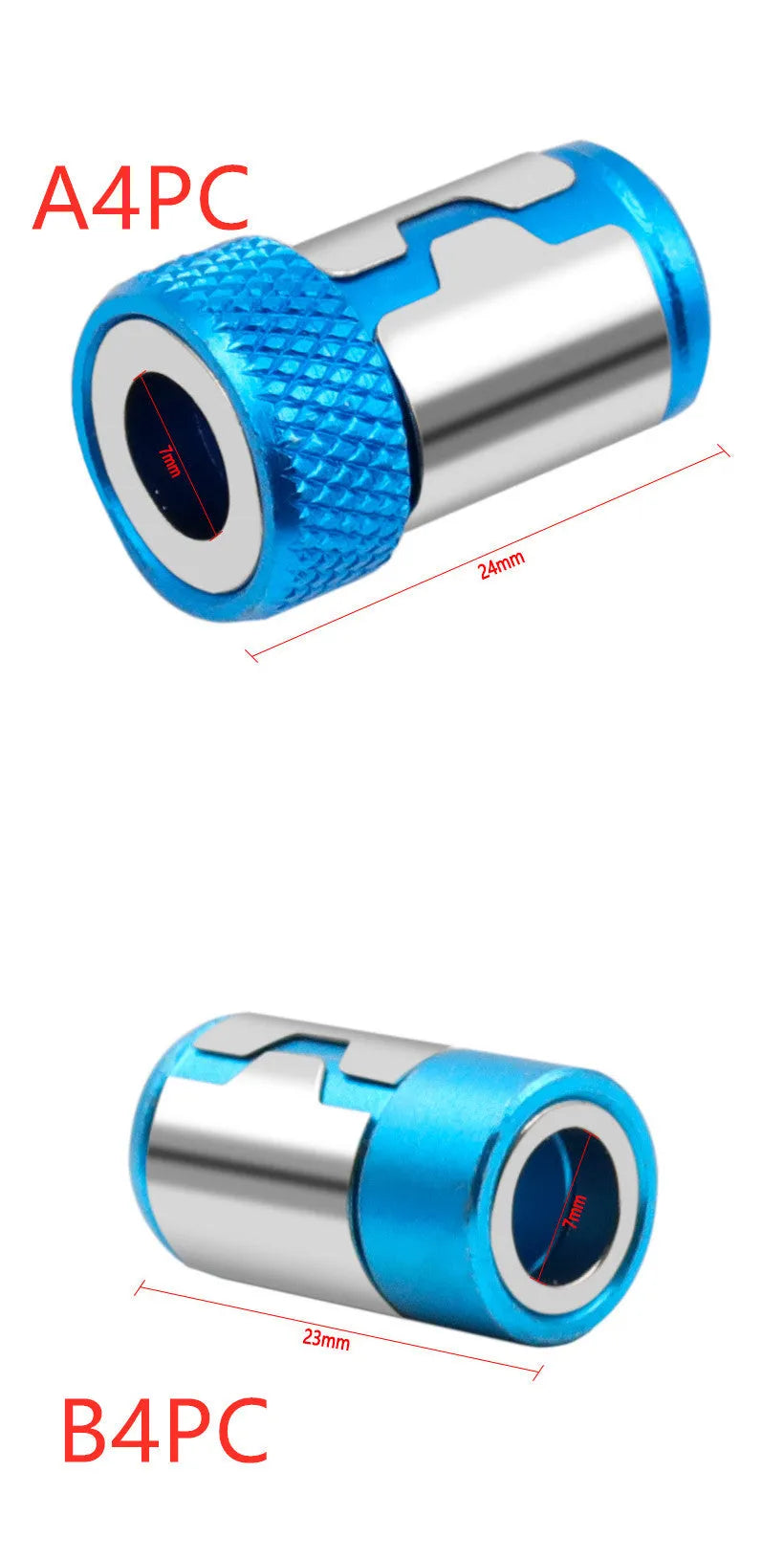 Light blue magnetic screwdriver bit with ring for metric slotted screws