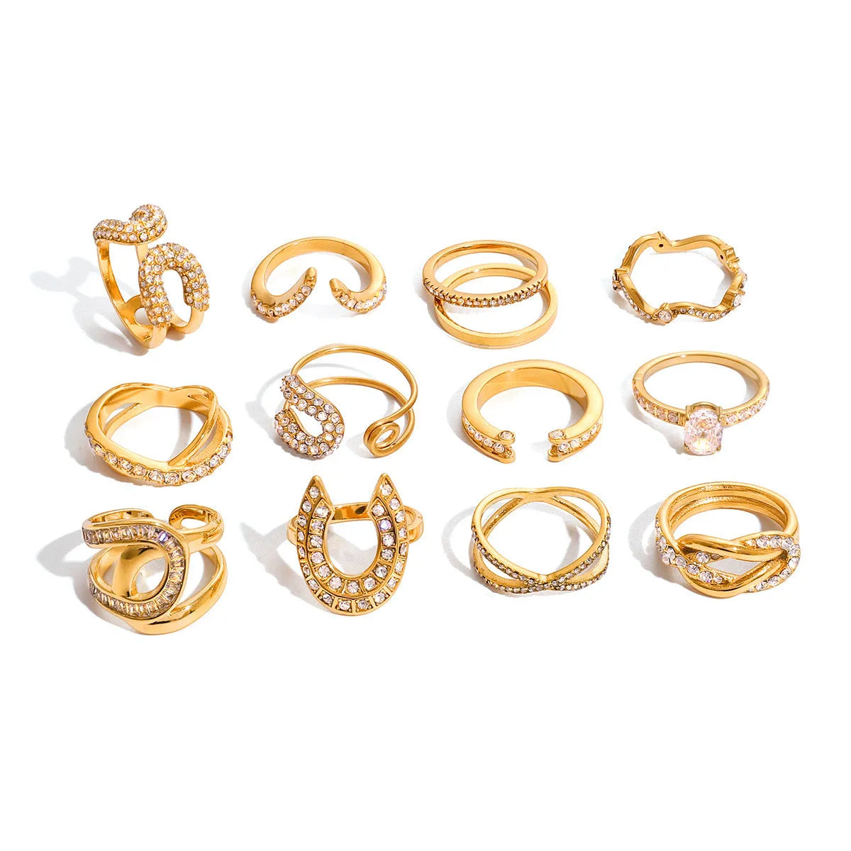 Stainless steel geometric line pattern ring for women with electroplated non-fading finish in European style