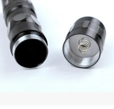 Black aluminium alloy LED mini flashlight with compact design for outdoor and household use