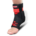 Kuangmi adjustable ankle brace in black red for sport foot stabilizer with straps