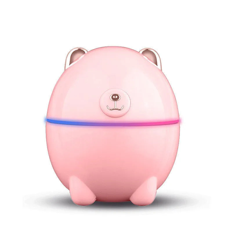 Mini bear humidifier in blue USB-powered compact desktop device 110x95x95mm