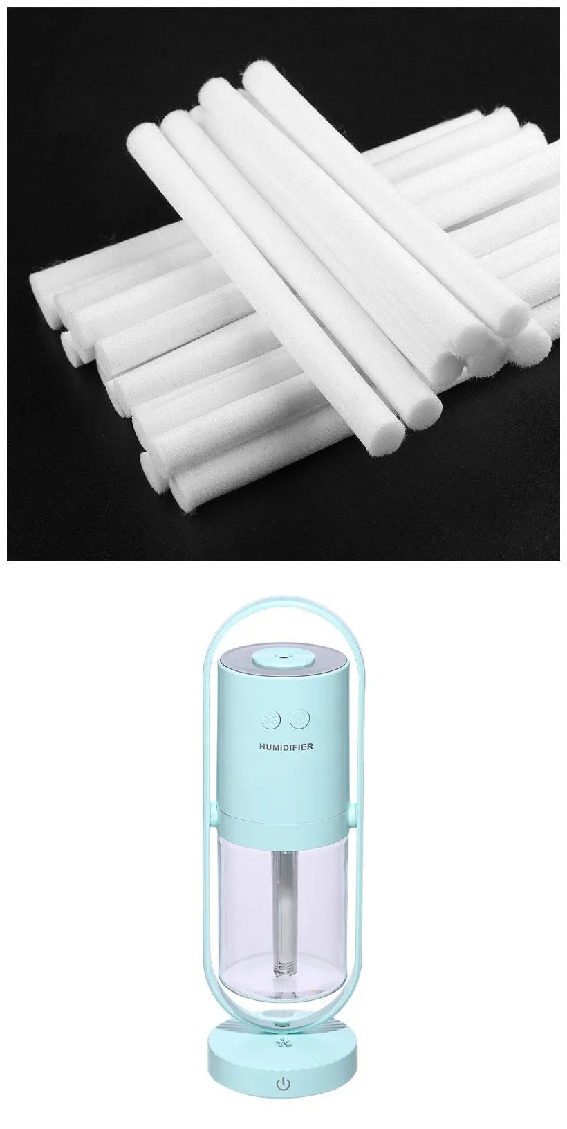 Anion humidifier 200mL white compact desk USB 70x66x213mm
