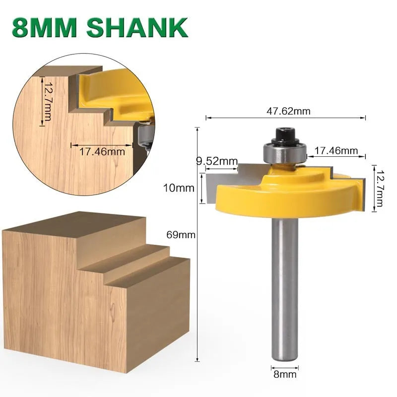 Carbide step cutter tool with 8mm round shank for woodworking