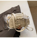 Women's bandage texture bow handbag in PU leather with shoulder strap and phone compartment