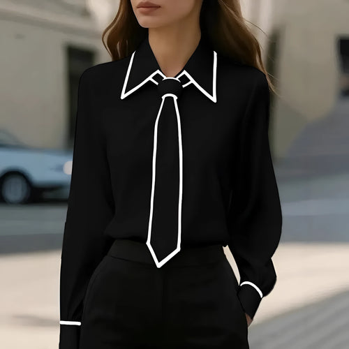 Women's solid colour satin polyester tie front long sleeve pullover shirt in khaki, front view