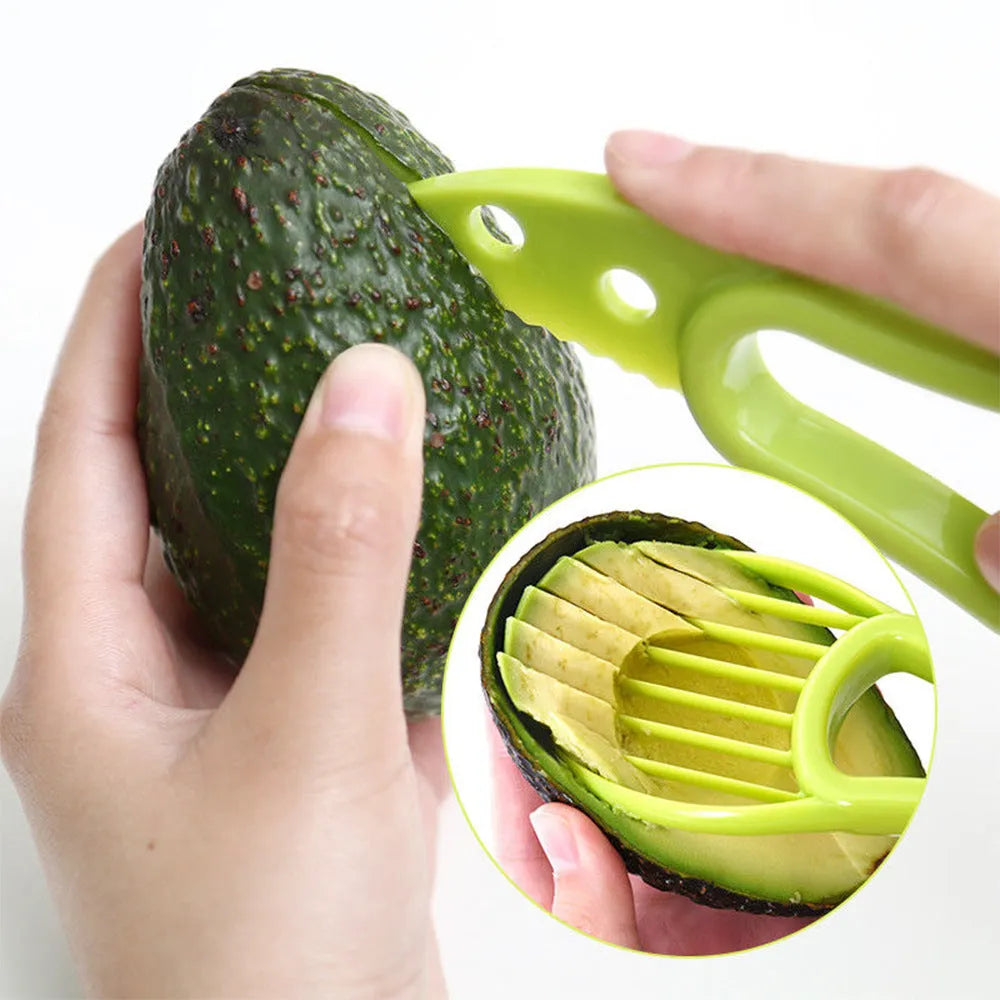 Multifunctional avocado knife in green and orange with polypropylene construction